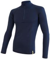 Sensor Merino Df pánské triko dl. rukáv zip deep blue